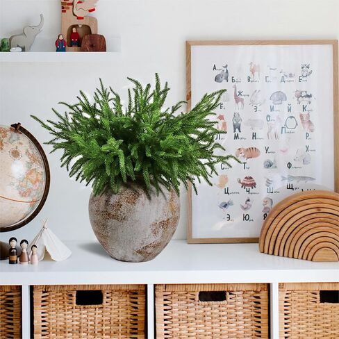 12 قطعة من فروع الصنوبر نورفولك الاصطناعية مقاس 45.72 سم نباتات بلاستيكية لعيد الميلاد ديكور سيقان خضراء صناعية من الصنوبر نباتات صناعية خارجية مقاومة للأشعة فوق البنفسجية لعيد الميلاد في الأماكن المغلقة، ديكور منزلي للشرفة الأمامية (12، 18 بوصة) in Kuwait