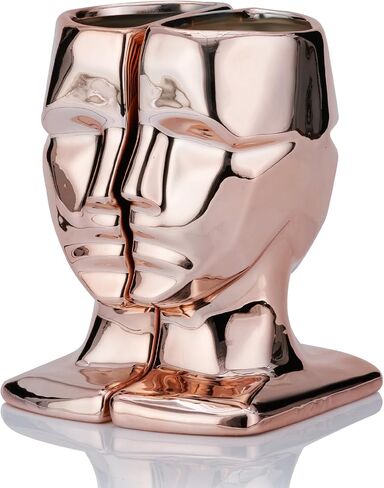 Black Face Bookends Vase Set, 7 Inch Ceramic Black Vase(Set of 2) Cool Decorative Bookends Objects for Bookshelf, Black Accent Bookshelf Decor Items, 7×5.5×2.75, Black (1 Pair/2 Pieces) in Saudi Arabia