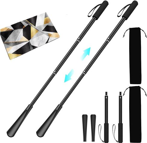 Shoe Horn Long Handle, Long Metal Shoe Horn 3 Pack Portable Telescopic Shoehorn with Plastic Shoe Spoon for Seniors Men Women and Kids in Saudi Arabia