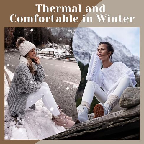 CAMPSNAIL Fleece Lined Leggings Women - Thick Soft High Waisted Black Tummy Control Thermal Warm Velvet Pants for Cold Winter in Saudi Arabia