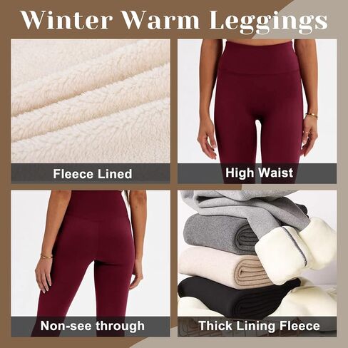 CAMPSNAIL Fleece Lined Leggings Women - Thick Soft High Waisted Black Tummy Control Thermal Warm Velvet Pants for Cold Winter in Saudi Arabia