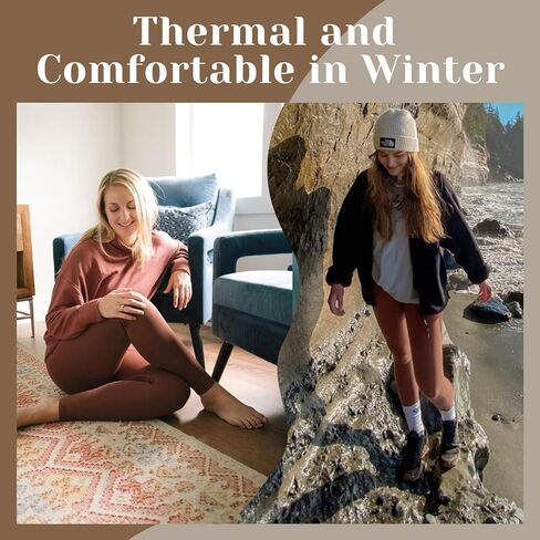 CAMPSNAIL Fleece Lined Leggings Women - Thick Soft High Waisted Black Tummy Control Thermal Warm Velvet Pants for Cold Winter in Saudi Arabia