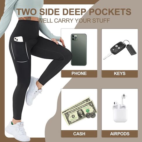 CAMPSNAIL Fleece Lined Leggings Women - Thick Soft High Waisted Black Tummy Control Thermal Warm Velvet Pants for Cold Winter in Saudi Arabia