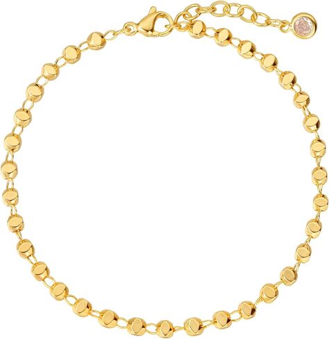 BENEIGE Women Bracelet 14K Gold Plated Paperclip Satellite Bead Ball Oval Cuba Cable Box Chain Daily Charm Layered Link Silver Bracelets Adjustable Jewelry in Saudi Arabia