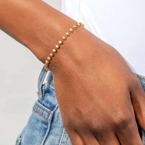 BENEIGE Women Bracelet 14K Gold Plated Paperclip Satellite Bead Ball Oval Cuba Cable Box Chain Daily Charm Layered Link Silver Bracelets Adjustable Jewelry in Saudi Arabia