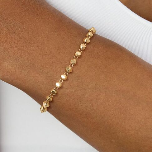 BENEIGE Women Bracelet 14K Gold Plated Paperclip Satellite Bead Ball Oval Cuba Cable Box Chain Daily Charm Layered Link Silver Bracelets Adjustable Jewelry in Saudi Arabia