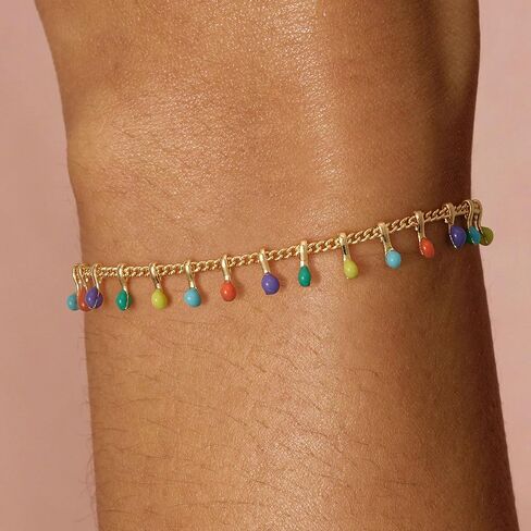 BENEIGE Women Bracelet 14K Gold Plated Paperclip Satellite Bead Ball Oval Cuba Cable Box Chain Daily Charm Layered Link Silver Bracelets Adjustable Jewelry in Saudi Arabia