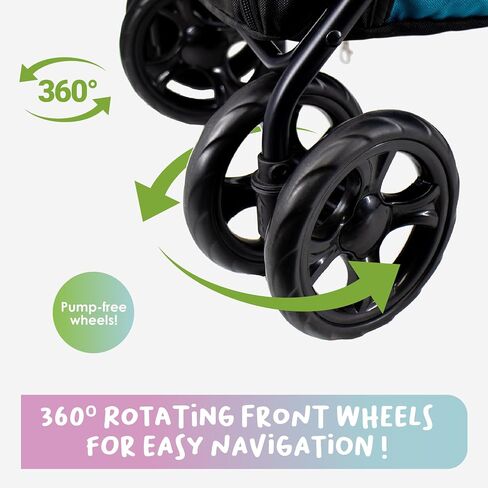 Double Decker Pet Stroller - Black: Dual Bassinets for Multiple Pets, Removable Pee Pads, Adjustable Leashes, Mesh Windows, Swivel Wheel, One-Hand Fold, Lightweight, for Small/Medium Dogs/Cats/Pets in Saudi Arabia