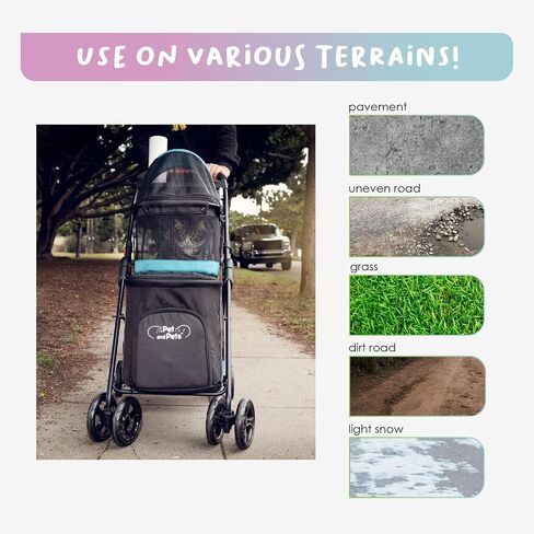 Double Decker Pet Stroller - Black: Dual Bassinets for Multiple Pets, Removable Pee Pads, Adjustable Leashes, Mesh Windows, Swivel Wheel, One-Hand Fold, Lightweight, for Small/Medium Dogs/Cats/Pets in Saudi Arabia