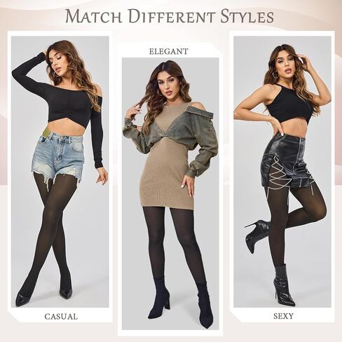 Dutfriay Fleece Lined Tights Women Sheer Fake Translucent Tights Faux Translucent Winter Thermal Warm High Waisted Leggings in Saudi Arabia