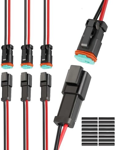 2 Pin DT Wire Connector 16 AWG Waterproof Automotive Electrical Connectors Deutsch Connector Male and Female Wire Connectors Plug Connectors with Heat Shrink Tubing for Car Truck Boat, 4 Kits in Saudi Arabia
