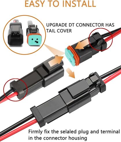 2 Pin DT Wire Connector 16 AWG Waterproof Automotive Electrical Connectors Deutsch Connector Male and Female Wire Connectors Plug Connectors with Heat Shrink Tubing for Car Truck Boat, 4 Kits in Saudi Arabia