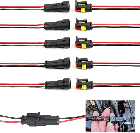 موصل 2 دبوس موصل مقاوم للماء، موصلات أسلاك السيارات للذكور والإناث، موصل طرفي سلسلة 1.5 مم، طول السلك 7 سم، متوافق مع وصلة أسلاك أخرى لقارب الشاحنة السيارة (5 مجموعات) in Kuwait