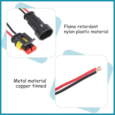 موصل 2 دبوس موصل مقاوم للماء، موصلات أسلاك السيارات للذكور والإناث، موصل طرفي سلسلة 1.5 مم، طول السلك 7 سم، متوافق مع وصلة أسلاك أخرى لقارب الشاحنة السيارة (5 مجموعات) in Kuwait