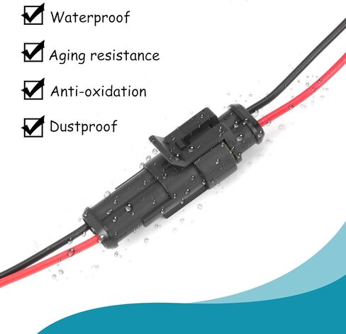 موصل 2 دبوس موصل مقاوم للماء، موصلات أسلاك السيارات للذكور والإناث، موصل طرفي سلسلة 1.5 مم، طول السلك 7 سم، متوافق مع وصلة أسلاك أخرى لقارب الشاحنة السيارة (5 مجموعات) in Kuwait