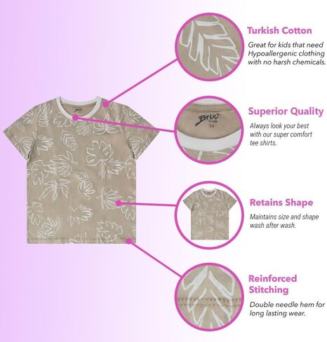 Brix Boys' Short Sleeve Tees- Pocket Crewneck Shirts 3 pack. in Kuwait