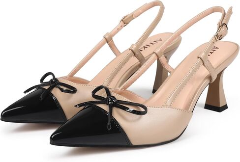 Slingback Heels for Women Pointed Closed Toe Women's Black Slingback Kitten Heels Pumps Dress Shoes for Women in Saudi Arabia