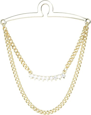 Men's Tie Clips Tie Chain with Charm Cravat Collar Pins Link Style Tie Chain with Gift Box in Kuwait