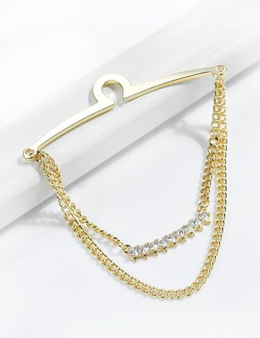 Men's Tie Clips Tie Chain with Charm Cravat Collar Pins Link Style Tie Chain with Gift Box in Kuwait