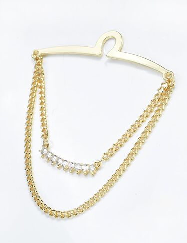 Men's Tie Clips Tie Chain with Charm Cravat Collar Pins Link Style Tie Chain with Gift Box in Kuwait