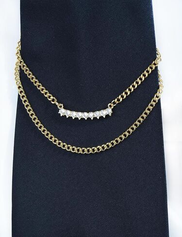 Men's Tie Clips Tie Chain with Charm Cravat Collar Pins Link Style Tie Chain with Gift Box in Kuwait