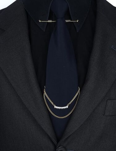 Men's Tie Clips Tie Chain with Charm Cravat Collar Pins Link Style Tie Chain with Gift Box in Kuwait