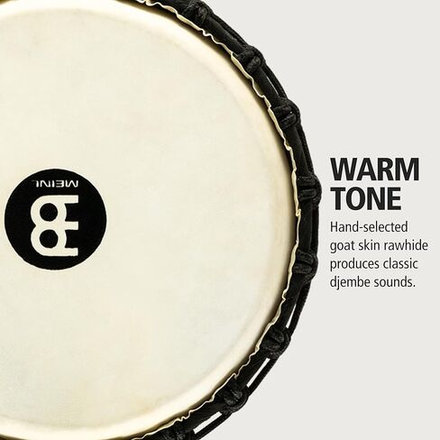 Meinl Percussion Djembe Hand Drum Circle Instrument، سلسلة عناوين الماهوجني المنحوتة - غير مصنوعة في الصين - حبال نسج مالي الأفريقية، ضمان لمدة عامين، نيل، متوسط ​​(HDJ4-M) in Kuwait