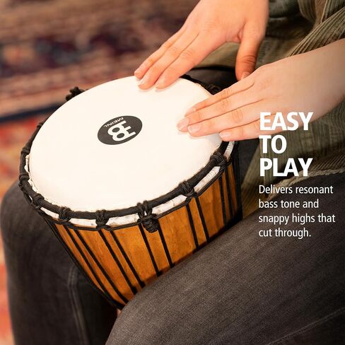 Meinl Percussion Djembe Hand Drum Circle Instrument, Carved Mahogany Headliner Series — NOT Made in China — African Mali Weave Ropes, 2-Year Warranty, Nile, Small (HDJ4-S) in Saudi Arabia