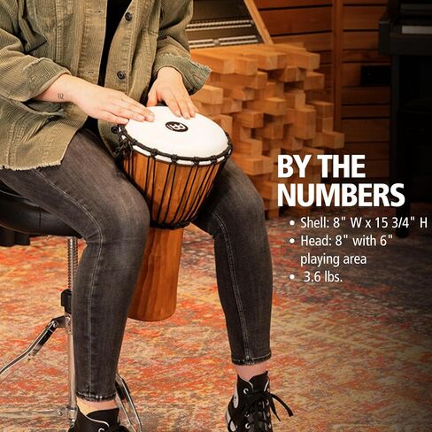 Meinl Percussion Djembe Hand Drum Circle Instrument, Carved Mahogany Headliner Series — NOT Made in China — African Mali Weave Ropes, 2-Year Warranty, Nile, Small (HDJ4-S) in Saudi Arabia