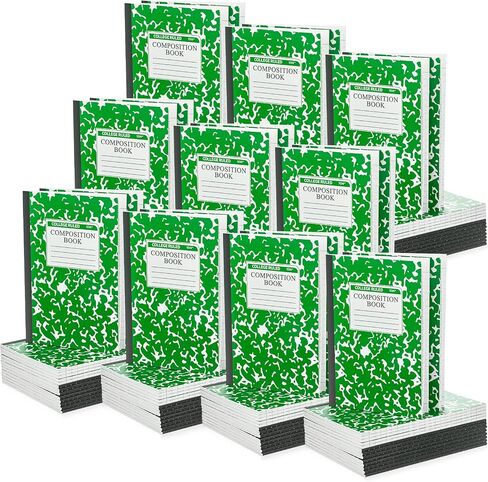 Fainne 100 Pack A5 Composition Notebooks Bulk Wide Ruled Composition Notebook College Ruled Composition Notebooks Marble Covers Composition Notebook for Student Classroom Office Supplies (Green) in Saudi Arabia