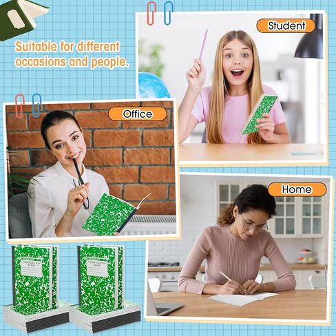 Fainne 100 Pack A5 Composition Notebooks Bulk Wide Ruled Composition Notebook College Ruled Composition Notebooks Marble Covers Composition Notebook for Student Classroom Office Supplies (Green) in Saudi Arabia
