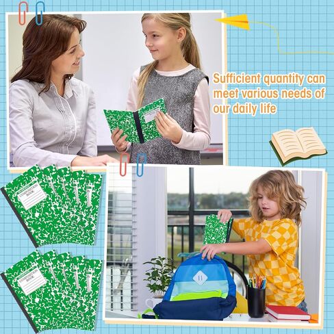 Fainne 100 Pack A5 Composition Notebooks Bulk Wide Ruled Composition Notebook College Ruled Composition Notebooks Marble Covers Composition Notebook for Student Classroom Office Supplies (Green) in Saudi Arabia
