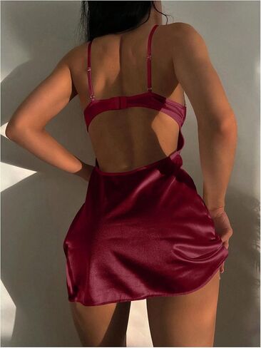 Milumia Women's Satin Silk Floral Lingerie Nightgown and Panty Sets in Saudi Arabia