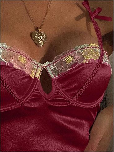 Milumia Women's Satin Silk Floral Lingerie Nightgown and Panty Sets in Saudi Arabia