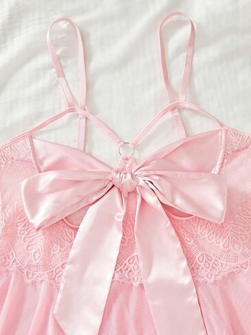 SOLY HUX Women's Plus Size Babydoll Lingerie Lace Mesh Cut Out Chemise Nightgowns Slips with Thongs in Saudi Arabia