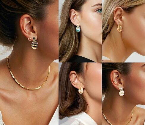 𝗖𝗢𝗥𝗜𝗫𝗧𝗔𝗟 Tear Drop Earrings Jewelry, Teardrop Earrings for Women, Bottega Drop Earrings, Rainbow earrings,Hypoallergenic Earrings,Hoop Earring for Women,Cute Green Flower Earrings,Jewelry for Women in Saudi Arabia