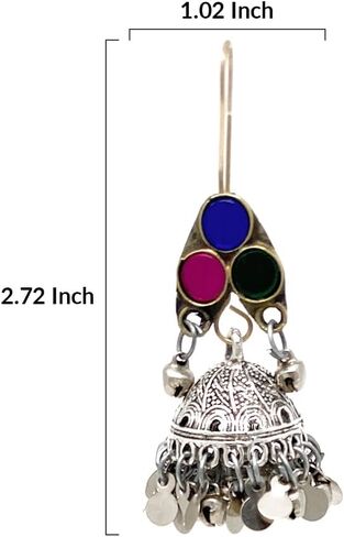 Afghan Tribal Womens Oxidized Metal Antique Statement Big Dangle Earrings in Multicolor - Costume Party Halloween Boho Dandiya - Duel On Jewel in Saudi Arabia