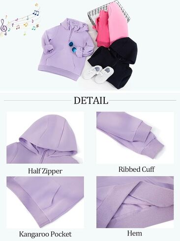 Haloumoning Girls Half Zipper Pullover Hoodies Kids Cute Loose Long Sleeve Sweatshirt Tops with Pocket 7-14 Years in Saudi Arabia
