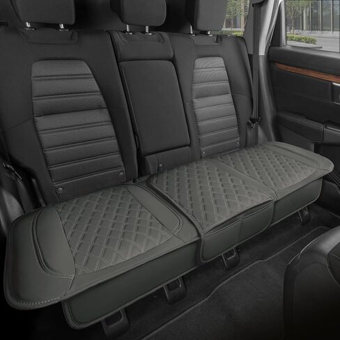 Motor Trend Rear Seat Cushion - Gray Diamond Stitched Faux Leather Rear Seat Cover for Cars, Trucks, SUVs - Padded, Waterproof, Non-Slip Back Seat Cover with Storage Pockets in Kuwait