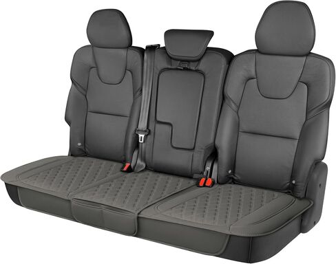 Motor Trend Rear Seat Cushion - Gray Diamond Stitched Faux Leather Rear Seat Cover for Cars, Trucks, SUVs - Padded, Waterproof, Non-Slip Back Seat Cover with Storage Pockets in Kuwait
