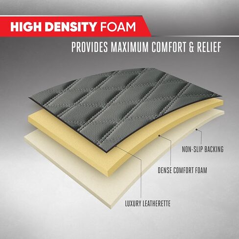 Motor Trend Rear Seat Cushion - Gray Diamond Stitched Faux Leather Rear Seat Cover for Cars, Trucks, SUVs - Padded, Waterproof, Non-Slip Back Seat Cover with Storage Pockets in Kuwait