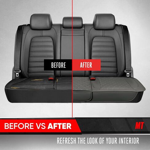 Motor Trend Rear Seat Cushion - Gray Diamond Stitched Faux Leather Rear Seat Cover for Cars, Trucks, SUVs - Padded, Waterproof, Non-Slip Back Seat Cover with Storage Pockets in Kuwait