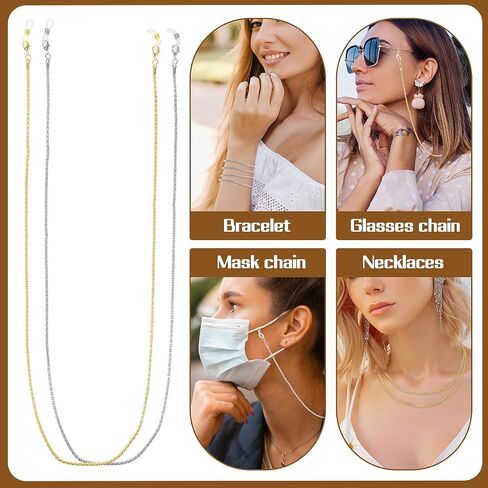 2pcs Glasses Chain for Women Eye Glasses Holders Around Neck Elegant Eyewear Retainer Chain Metal Eyeglasses Chain in Saudi Arabia