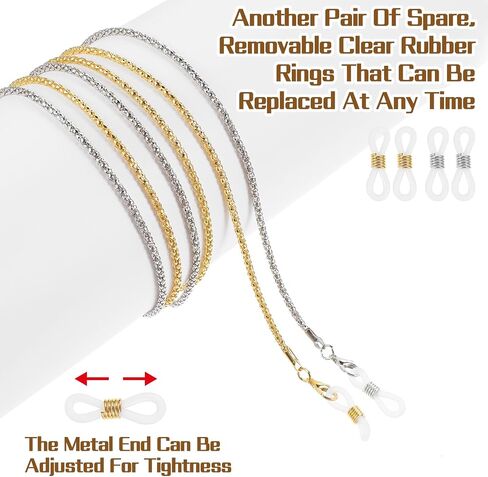 2pcs Glasses Chain for Women Eye Glasses Holders Around Neck Elegant Eyewear Retainer Chain Metal Eyeglasses Chain in Saudi Arabia