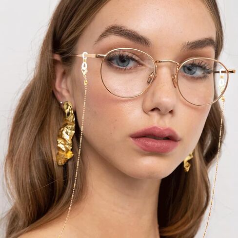 4Pcs Metal Eyeglasses Chain, Glasses Strap Holder Eye Glasses Holders Around Neck for Sunglasses Reading Glasses Women Men(rose gold,black, gold, silver) in Saudi Arabia