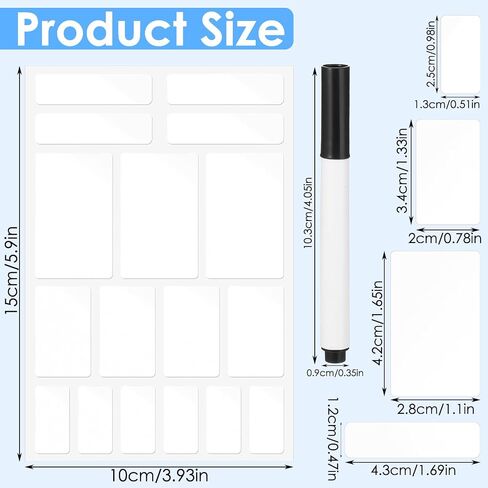 10Sheets Removable White Labels for Jars, Waterproof Reusable Blackboard Stickers Small Labels for Food Containers with 2 Liquid Chalk Markers for Organization Kitchen Pantry Office(White) in Saudi Arabia