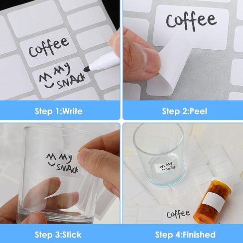 10Sheets Removable White Labels for Jars, Waterproof Reusable Blackboard Stickers Small Labels for Food Containers with 2 Liquid Chalk Markers for Organization Kitchen Pantry Office(White) in Saudi Arabia