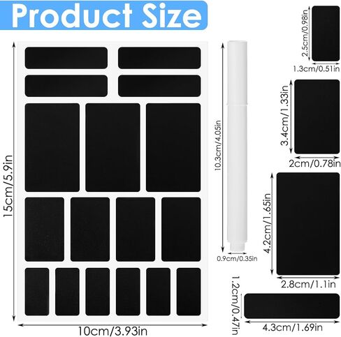 10Sheets Removable White Labels for Jars, Waterproof Reusable Blackboard Stickers Small Labels for Food Containers with 2 Liquid Chalk Markers for Organization Kitchen Pantry Office(White) in Saudi Arabia