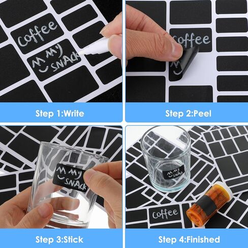 10Sheets Removable White Labels for Jars, Waterproof Reusable Blackboard Stickers Small Labels for Food Containers with 2 Liquid Chalk Markers for Organization Kitchen Pantry Office(White) in Saudi Arabia