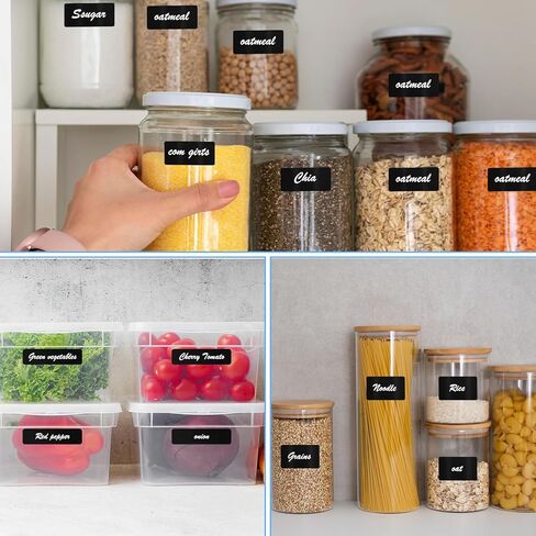 10Sheets Removable White Labels for Jars, Waterproof Reusable Blackboard Stickers Small Labels for Food Containers with 2 Liquid Chalk Markers for Organization Kitchen Pantry Office(White) in Saudi Arabia